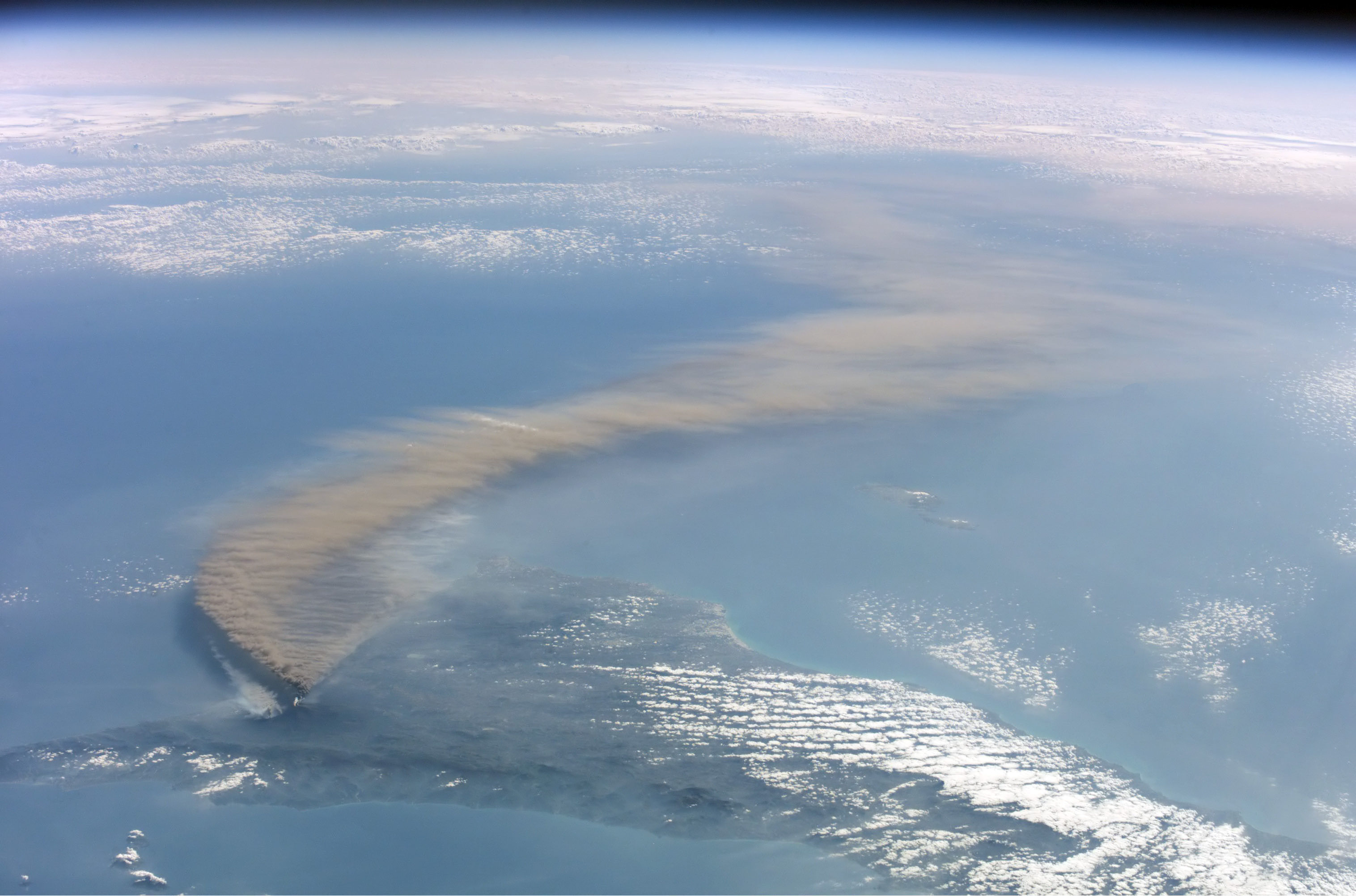Photo:  Etna smoke seen from space